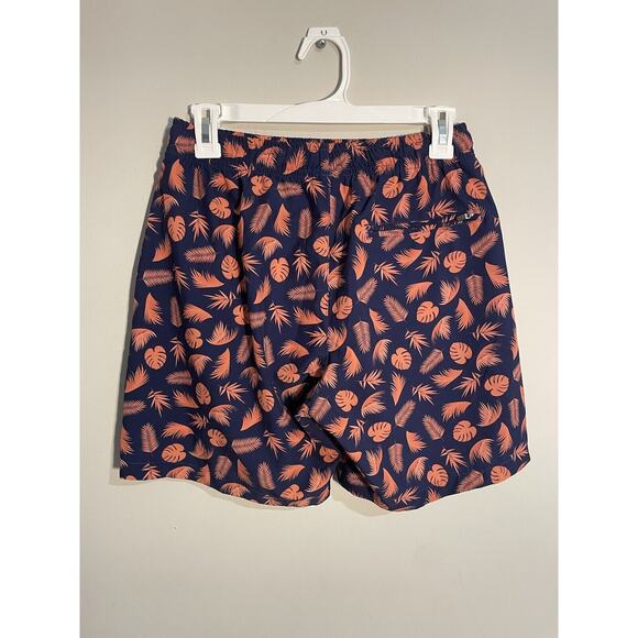 Mens BearBottom Swim Trunks Leaf Floral Blue Orange Size Medium 6" Inseam - Picture 3 of 10